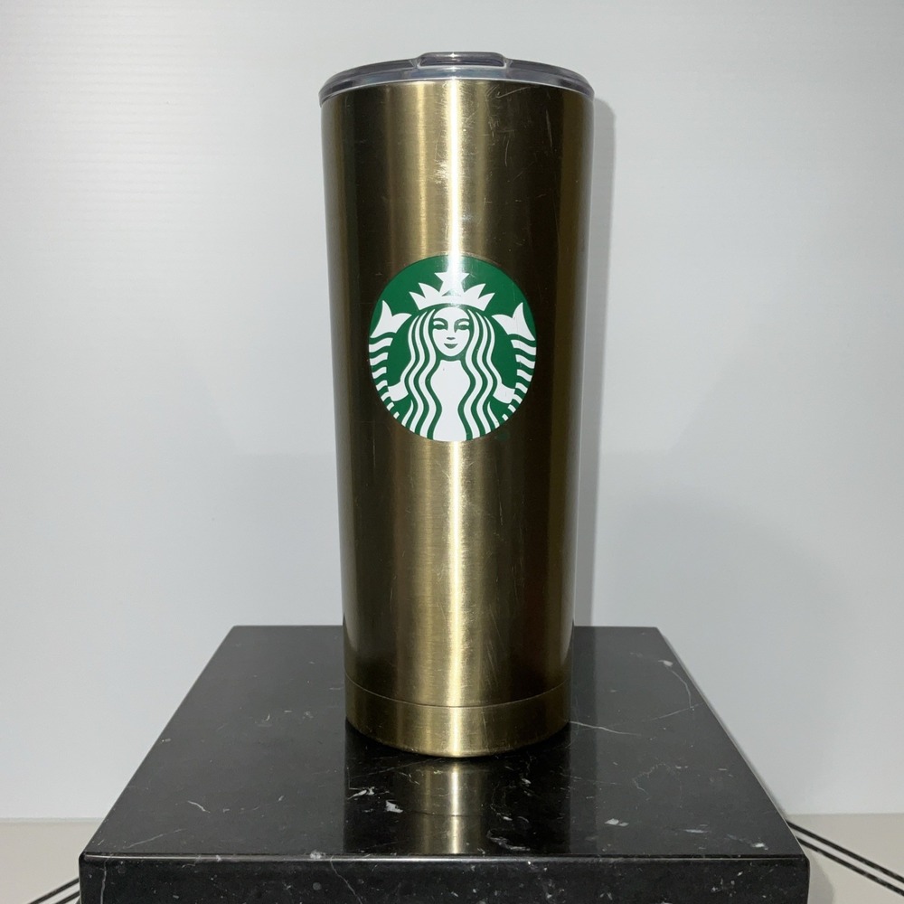 Starbucks Brushed Gold Stainless‎ Steel Insulated Tumbler 20oz Siren Logo 2021
